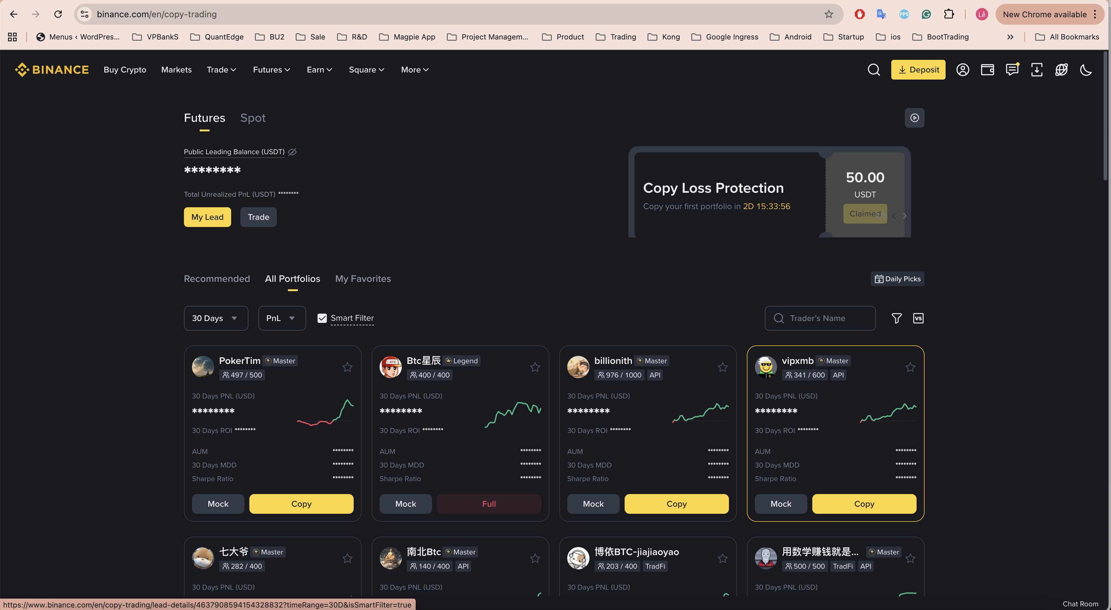 Binance Copy Trading danh sách traders